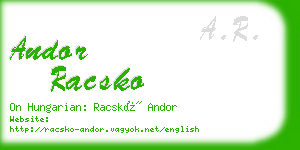 andor racsko business card